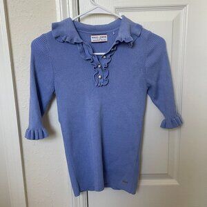 Half Sleeve Collar Rib-Knit Top